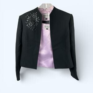 Kasper Women's Sequin Open Blazer Matching Tank/Shell Black Lavender Set 6P